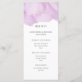 Minimalistische moderne Paarse Waterverf bruiloft  Menu