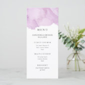 Minimalistische moderne Paarse Waterverf bruiloft  Menu (Staand voorkant)