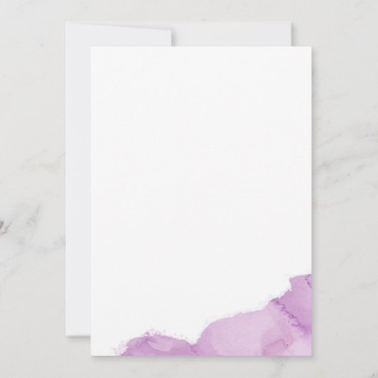 Minimalistische moderne Paarse Waterverf Splash Kaart (Achterkant)