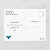 Minimalistische moderne papieren vliegtuigkompas,  briefkaart (Achterkant)