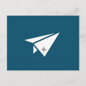 Minimalistische moderne papieren vliegtuigkompas,  briefkaart (Voorkant)