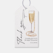 Minimalistische moderne Parels en Prosecco Dank je Cadeaulabel (Voorkant)