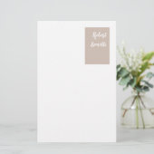 Minimalistische Moderne Pastel Witte Kleur Geperso Briefpapier (Staand voorkant)