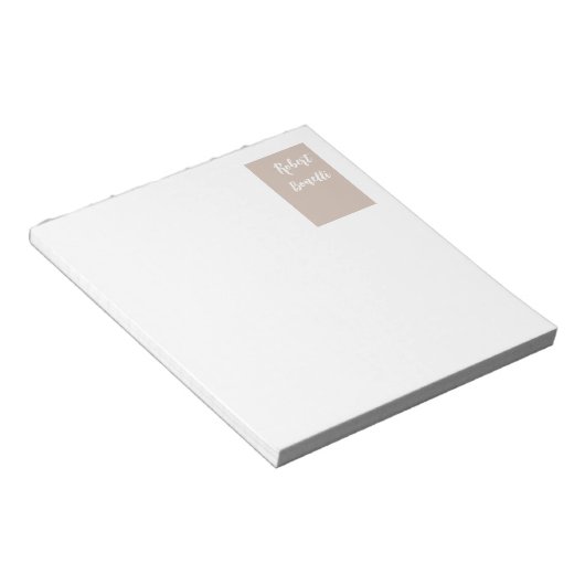 Minimalistische moderne pastel witte kleur geperso notitieblok (Schuin)