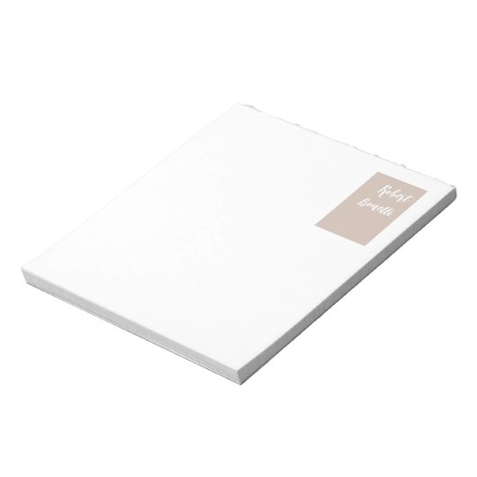 Minimalistische moderne pastel witte kleur geperso notitieblok (Linkerzijde)