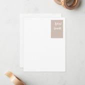 Minimalistische moderne pastel witte kleur geperso notitiekaartje (Voorkant / Achterkant in situ)