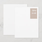 Minimalistische moderne pastel witte kleur geperso notitiekaartje (Voorkant / Achterkant)