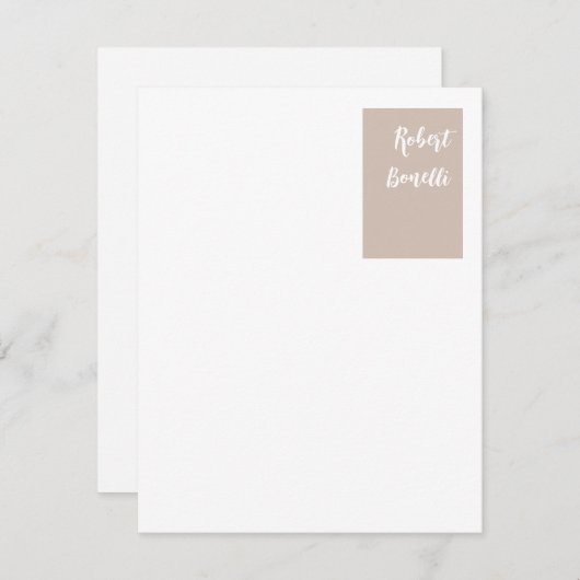 Minimalistische moderne pastel witte kleur geperso notitiekaartje (Voorkant / Achterkant)