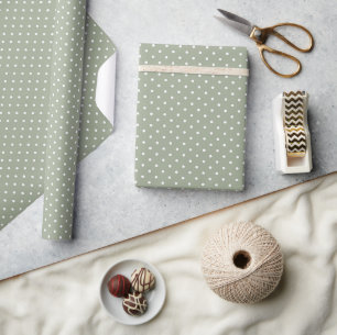Minimalistische moderne polka stip neutraal salie cadeaupapier