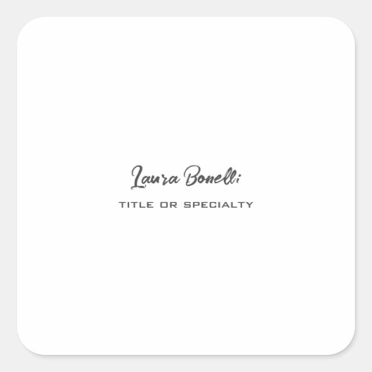 Minimalistische moderne professional vierkante sticker (Voorkant)