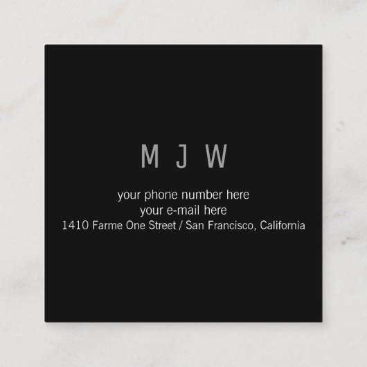 Minimalistische moderne professionele eenvoudige z vierkante visitekaartje (Achterkant)