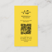 Minimalistische moderne professionele gele QR eenv Visitekaartje (Achterkant)