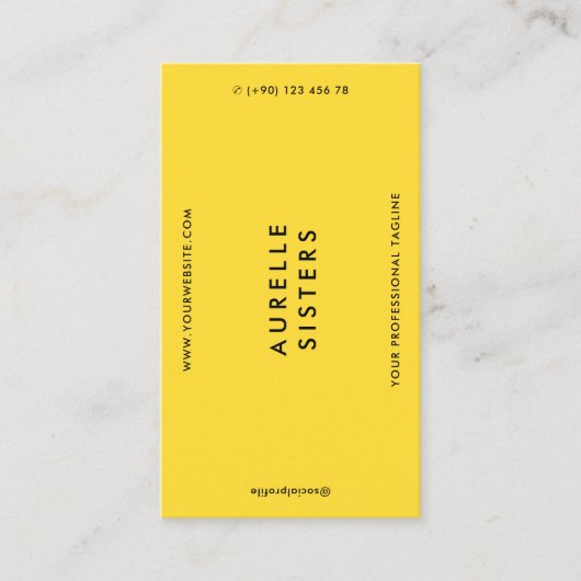 Minimalistische moderne professionele gele QR eenv Visitekaartje (Voorkant)