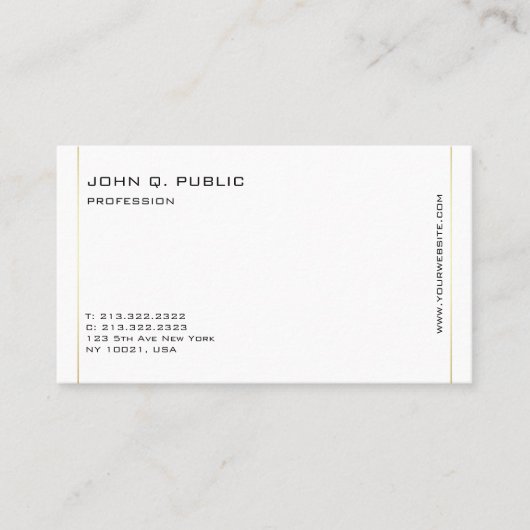 Minimalistische moderne professionele gouden kleur visitekaartje (Voorkant)