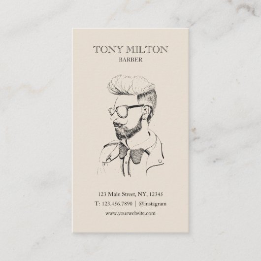 Minimalistische moderne professionele kapper visitekaartje (Voorkant)
