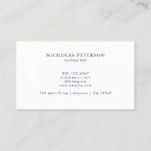 Minimalistische Moderne Professionele Marine Blauw Visitekaartje (Achterkant)