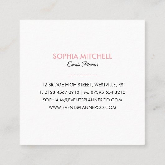 Minimalistische moderne professionele parelrand vierkante visitekaartje (Achterkant)