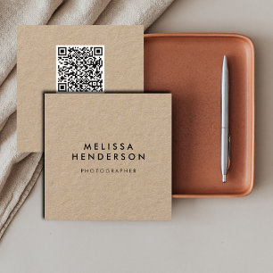 Minimalistische moderne QR-code kraft Vierkante Visitekaartje