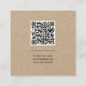 Minimalistische moderne QR-code kraft Vierkante Visitekaartje (Achterkant)