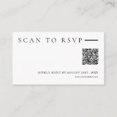 Minimalistische moderne QR-code trouwwebsite RSVP Informatiekaartje (Voorkant)