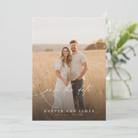 Minimalistische moderne QR-codefoto Sla de datum o Kaart (Staand voorkant)