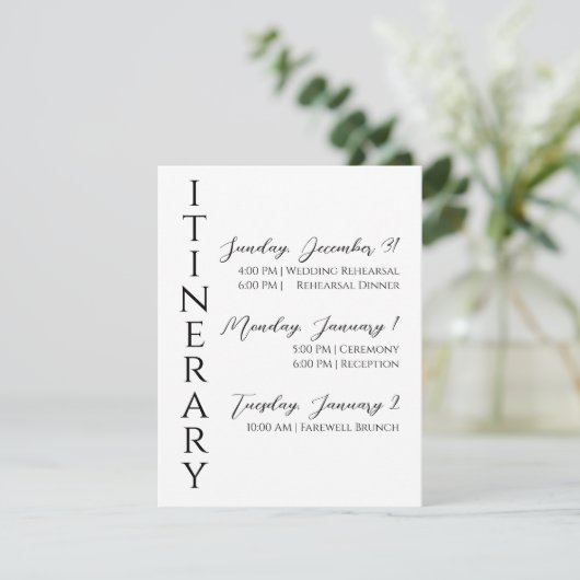 Minimalistische moderne reisbijlagekaart informatiekaartje (Staand voorkant)