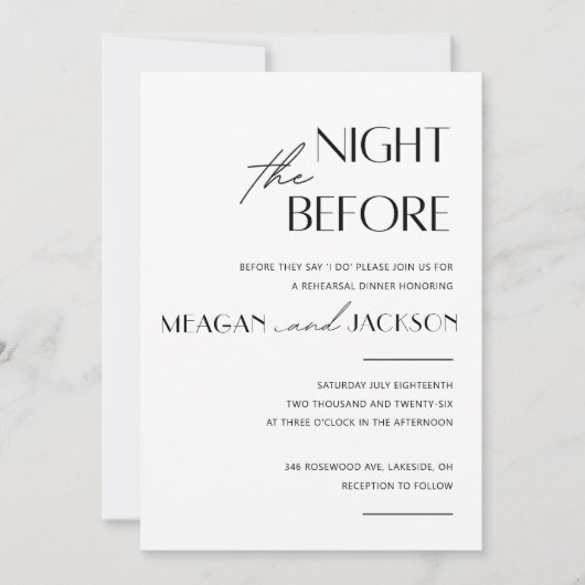 Minimalistische moderne repetitie diner uitnodigin kaart (Voorkant)