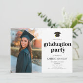Minimalistische Moderne Retro Afbeelding Afstudeer Kaart (Staand voorkant)