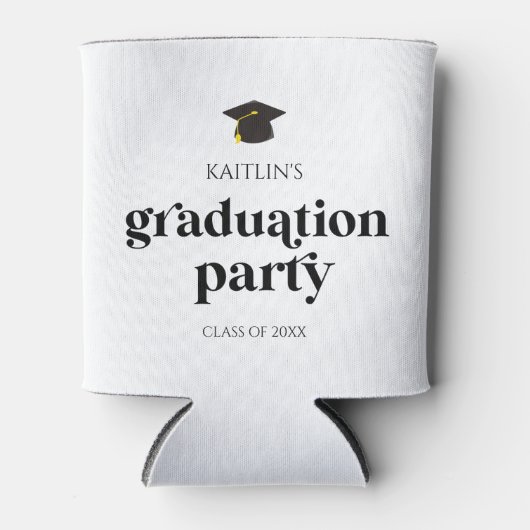 Minimalistische moderne retro afstudeerfeest blikjeskoeler (Voorkant)