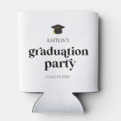 Minimalistische moderne retro afstudeerfeest blikjeskoeler (Achterkant)