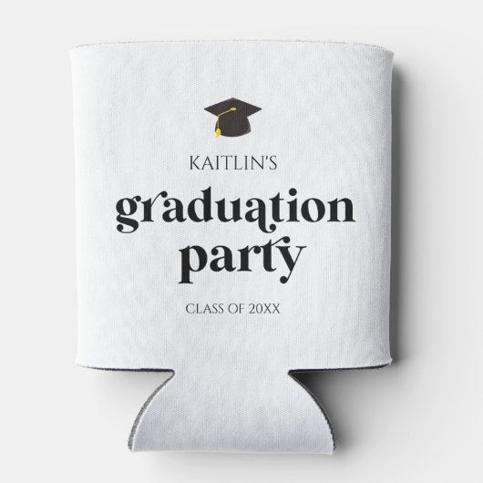 Minimalistische moderne retro afstudeerfeest blikjeskoeler (Achterkant)