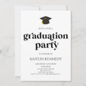 Minimalistische moderne retro afstudeerfeest kaart (Voorkant)