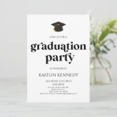 Minimalistische moderne retro afstudeerfeest kaart (Staand voorkant)