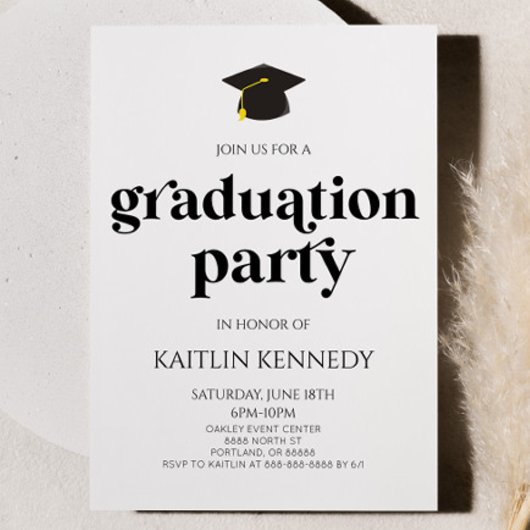 Minimalistische moderne retro afstudeerfeest kaart