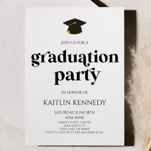 Minimalistische moderne retro afstudeerfeest kaart