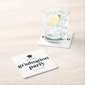 Minimalistische moderne retro afstudeerfeest kartonnen onderzetters (Insitu)