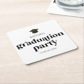 Minimalistische moderne retro afstudeerfeest kartonnen onderzetters (Schuin)