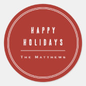 Minimalistische moderne rode familie ronde sticker (Voorkant)