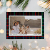 Minimalistische moderne rode + groene ruit 1 foto  feestdagenkaart