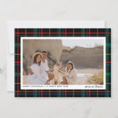 Minimalistische moderne rode + groene ruit 1 foto  feestdagenkaart (Voorkant)