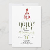 Minimalistische moderne rode kerstboom vakantie kaart (Voorkant)