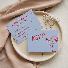 Minimalistische moderne rode typografie trouwkaart RSVP kaartje