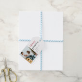 Minimalistische moderne rode vrolijke kerstscriptf cadeaulabel (Met Touw)