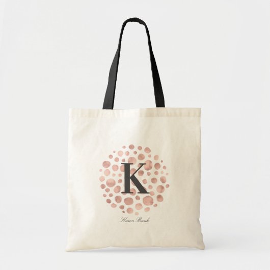 Minimalistische Moderne Roos Gouden Monogram Canva Tote Bag (Voorkant)