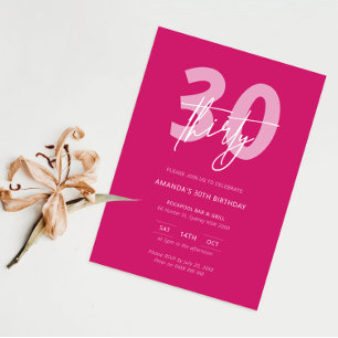 Minimalistische moderne roze 30e verjaardagsfeestj kaart