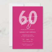 Minimalistische moderne roze 60e verjaardagsfeestj kaart (Voorkant)