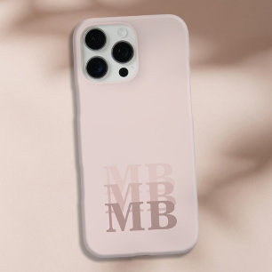 Minimalistische Moderne Roze Beige Initiaal Monogr iPhone 16 Pro Max Hoesje