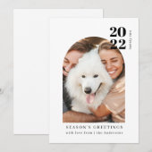 Minimalistische moderne roze boog koppelhond leuke feestdagenkaart (Voorkant / Achterkant)