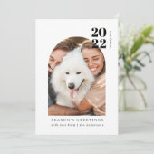 Minimalistische moderne roze boog koppels hond ple feestdagenkaart (Staand voorkant)