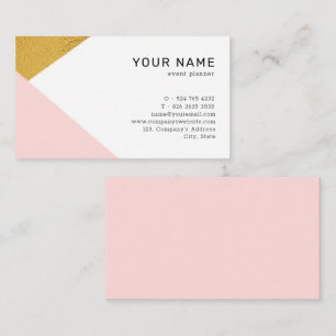 Minimalistische moderne roze en gouden geometrisch visitekaartje